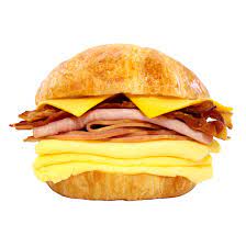 Freshly scrambled eggs and a slice of american cheese served on flaky and buttery croissant. 87 Ham Bacon Egg Cheese Croissant Lee S Sandwiches International Inc