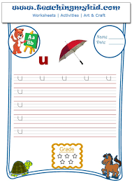 english worksheets for kids write single lower letter u
