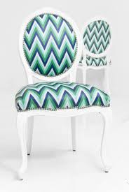 Victoria Dining Chair In Aqua Zig Zag Printed Fabric Antique Chairs Makeover Dining Chairs Dining Chair Makeover