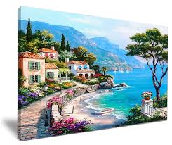Spanish Bay Framed High Definition Canvas Print Etsy In 2020 Paint By Number Landscape Walls Canvas Art Painting