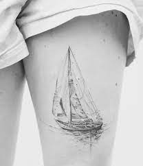 These viking tattoos work best as part of a large piece, perhaps down the arm from the shoulder to forearm, or down the leg from thigh to ankle. Sailing Boat Thigh Tattoo