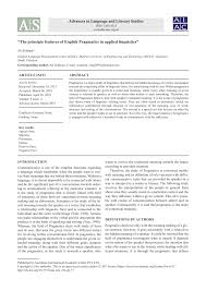Pdf The Principle Features Of English Pragmatics In Applied Linguistics
