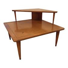 1960s Mid Century Modern Tiered Corner Wood Triangle Side Table Table Modern Side Table Mid Century Modern Side Table