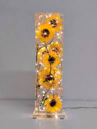 Sunflower Lamp Real Sunflowers Resin Lamp Epoxy Lamp Etsy Diy Resin Crafts Diy Resin Projects Resin Crafts