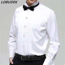 Bei einer spitzen, verstellbaren manschette ist die ecke. Herren Abendkleid Hemd Party Hochzeit Brautigam Weiss Hemd Baumwolle Langarm Formalen Shirts Fur Sanger Tanzer Host Buhne Kostum Male Clothes Shirt Maleclothes Male Aliexpress