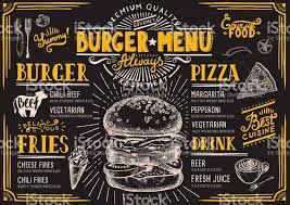 Food Menu For Restaurant And Cafe Design Template With Hand Drawn Burger Menu Food Menu Menu Restaurant