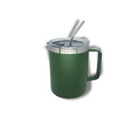 Caneca Aço Inoxidável Térmica Com Canudo E Tampa Alça 360ml Café Chá