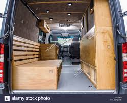 Download This Stock Image Interior View Of Mercedes Benz Sprinter Cargo Van 2500 Being Customized As A Custom Van Interior Sprinter Van Camper Benz Sprinter