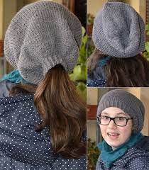Free Knitting Pattern For Slouchy Ponytail Hat Bucaneve Hat Is A Slouchy Beanie With A Gap F Ponytail Hat Knitting Pattern Knitted Hats Hat Knitting Patterns