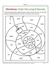 Color The Long O Printable Christmas Letter Sounds Activity Kindergarten Worksheets Printable Kindergarten Worksheets Short Vowel Worksheets