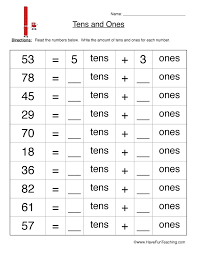 Determine the value of the underlined. Tens Ones Worksheet Have Fun Teaching