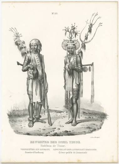 Antique Print of Inhabitants of Timor by Honegger (c.1845)