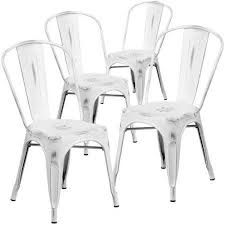 Flash Furniture 4pk Distressed Metal Indoor Stackable Chair Multiple Colors Walmart Com Outdoor Dining Chairs Metal Dining Chairs Patio Dining Chairs