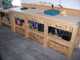 Use this simple workbench plan to build a sturdy, tough workbench that'll last for decades. Outcrop Acres Workbench Shelves Workbench With Drawers Garage Work Bench Garage Workbench Plans