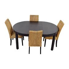 Ikea white round dining table yellowstarproject org. 66 Off Round Black Dining Table Set With Four Chairs Tables