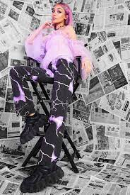 Purple Lightning Print Boyfriend Jeans Jaded London Purple Lightning Boyfriend Jeans Purple Outfits