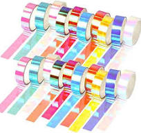 Phantomon Holographic Washi Tape Craft Tape Set 20 Roll Wide Decorative Rainbow Tape for Art, Scrapbook, Solid Wash Tape Kids Tape (Assorted)