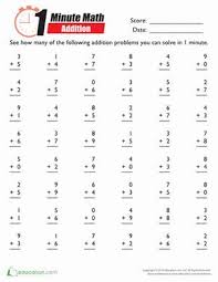 1 Minute Math Addition Worksheet Education Com 1st Grade Math Worksheets 2nd Grade Math Worksheets Math Addition Worksheets