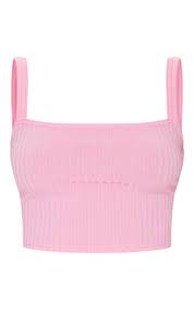 Light Pink Rib Square Neck Crop Top Co Ords Prettylittlething Uae