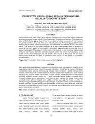 Maybe you would like to learn more about one of these? Pdf Preservasi Visual Jaran Kepang Temanggung Melalui Fotografi Essay
