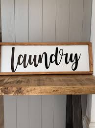 Farmhouse Laundry Wooden Sign From Personal Word Gift Available On Etsy Wooden Laundry Signs Interior Design Living Room Wooden Signs