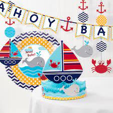 Ahoy Matey Nautical Baby Shower Decorations Kit Walmart Com