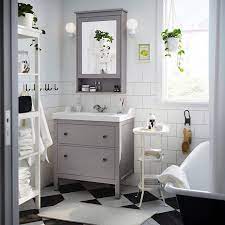 If the legs on an ikea vanity are in the way of your baseboard trim, this is the easy hack for you, as shown on a birch lillangen vanity and sinktop. A Traditional Approach To An Organized Bathroom That S The Ikea Hemnes Bathroom Series Link In Profile To Shop Ikea Finds Easy Bathroom Updates Home