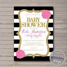 Pink Black And Gold Baby Shower Invitation Pink Floral Baby Etsy Pink Baby Shower Invitations Baby Shower Invitations White Baby Showers