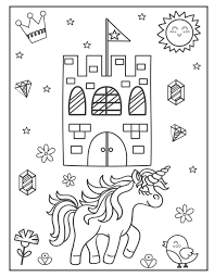 Kasteel, unicorn en regenboog kleurplaat inkleuren! Kleurplaat Eenhoorn Gratis Kleurplaten
