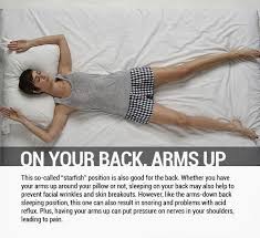 On Your Back Arms Up 8 Sleeping Positions And Their Effects On Health Sleeping Positions Raw For Beauty Health