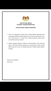 For more information and source, see on this link : Jabatan Penerangan Malaysia Auf Twitter Kenyataan Media Perdana Menteri Dijadual Menghadap Yang Di Pertuan Agong Pada Pukul 11am Ini Untuk Mempersembahkan Senarai Barisan Jemaah Menteri Baharu Kerajaan Dijangka Akan Mengumumkannya Pada