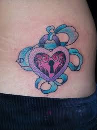 Pink and blue ribbon tattoo. Locked Heart With Blue Ribbon Tattoo Tattooimages Biz