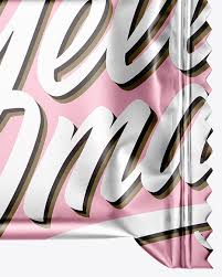 Matte Metallic Snack Bar Mockup In Flow Pack Mockups On Yellow Images Object Mockups