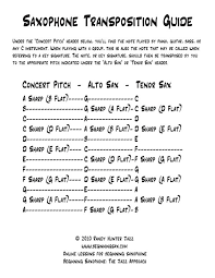 Saxophone Transposition Guide Saxophone Sheet Music Saxophone Saxophone Music