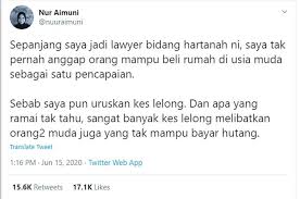 Fazira juga tidak mampu untuk bayar segala hutang bulanan kerana ketiadaan arwah suaminya yang bergaji lebih besar. Bukan Satu Success Story Peguam Hartanah Tak Anggap Orang Muda Mampu Beli Rumah Satu Pencapaian Ikut Trend Tapi Tiada Ilmu Viral Mstar