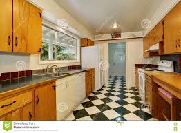 narrow kitchen room interior with light