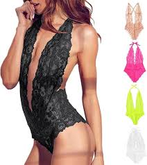 Amazon.com: SAKVILSEC Erotic Sexy Lingerie Women Deep V-neck Bodysuit Lace  Transparent Open Bra Sensual Femenina Porno Body Suit(Black,S): Clothing,  Shoes & Jewelry