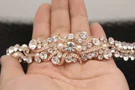 Hochzeit Stirnband Rose Gold Hochzeit Diadem Kristall Hochzeit Etsy Wedding Hair Pieces Headpiece Wedding Wedding Hairstyles With Veil