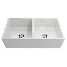 Crestwood Cw Mod 362 Db 36 White Modern Double Bowl Smooth Fireclay F Annie Oak