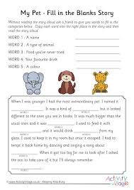 This packet is 25 worksheets that are to be printed front/back (50 pages in all) of 1st grade saxon phonics spelling fill in the blank sentences. My Pet Fill In The Blanks Story Classroom Writing English Creative Writing First Grade Math Worksheets