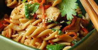 Sesame Pasta Chicken Salad Recipe Chicken Pasta Salad Pasta Dishes Pasta