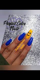 Unas Azul Rey Y Amarillo Unas Azul Rey Unas Azules Unas