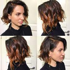 Wavy Angled Undercut Bob With Balayage Color The Latest Hairstyles For Men And Women 2020 Hairstyleology Angled Bob Hairstyles Messy Bob Hairstyles Angled Bob Haircuts