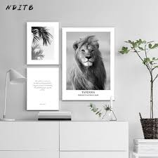 Cheap Black And White Canvas Prints Scandinavia Black And White Canvas Poster Painting Lion Animal Wall Art Print Nordic Decorative Picture Living Room Decoration Wall Art Prints Canvas Poster Black White Canvas