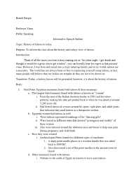 A speech template will allow you to sequence information effectively. Informative Speech Outline Tattoo Prostitution