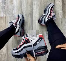 Nike Air Max 95 White Black Red In 2020 Air Max 95 White Nike Air Max Nike Air Max 95