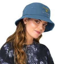 SLO Mountain Design Colored Denim Bucket Hat, Four Color Styles