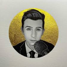 Custom Portrait Drawing From Photo (pen and Ink, Graphite Pencil, Gold  Watercolor)