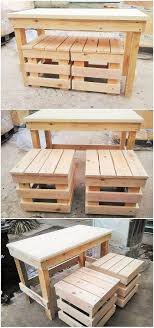 The Most Used Item In Any Home Is Usually The Set Of A Table And Chairs Because These Thi Pallet Furniture Table Pallet Projects Furniture Pallet Dining Table