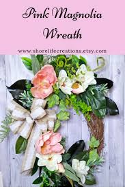 Magnolia Wreath Magnolia Flower Pink Magnolia Wreath Magnolia Leaves Year Round Wreath Magnolia Wreath For Front Door Magnolia Flowers Magnolia Wreath Wreaths Floral Topiaries